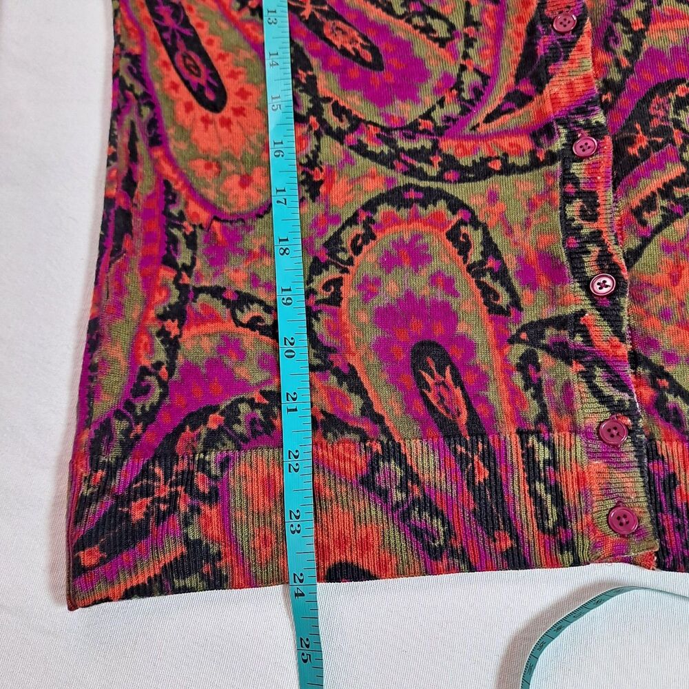 Talbots Women's Pure Merino Wool Sweater Cardigan Size S Paisley - Picture 4 of 7